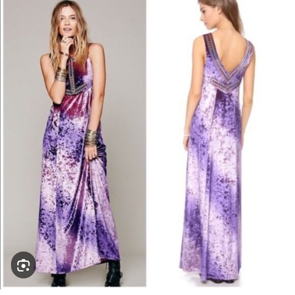 Free People Hello Gorgeous Purple Velvet Maxi Dress - Picture 1 of 5